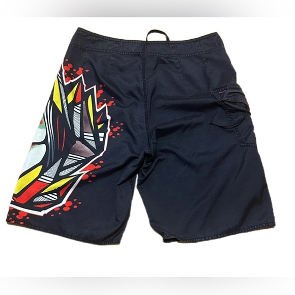 Volcom Board Shorts Men’s 32 Black Art Graphic Swim Trunks Kaname Mod - Picture 3 of 7